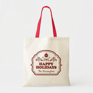 Bolsa Tote Nome personalizado Feliz Feriados para sacos