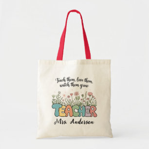 Bolsa Tote Nome Personalizado Flores Selvagens Apreciação do