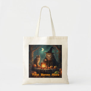 Bolsa Tote Nome personalizado gatos de Halloween disfarçados
