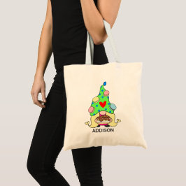 Bolsa Tote Nome Personalizado Gnome Cute Cookies Hat Cake Hea