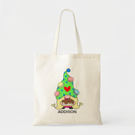 Bolsa Tote Nome Personalizado Gnome Cute Cookies Hat Cake Hea