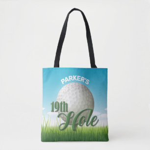 Bolsa Tote NOME Personalizado Golfer Pro Ball 19th Hole