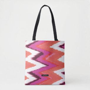 Bolsa Tote Nome Personalizado Ikat Chevron Pattern Bridesmaid
