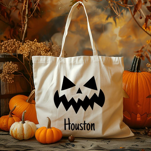 Bolsa Tote Nome Personalizado Jack O Lanterna Trick Ou Tratar (Criador carregado)