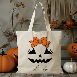 Bolsa Tote Nome Personalizado Jack O Lanterna Trick Ou Tratar