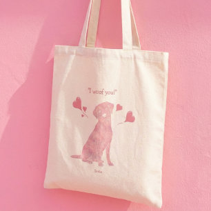 Bolsa Tote Nome Personalizado Labrador Rosa Mãe de Cachorro D