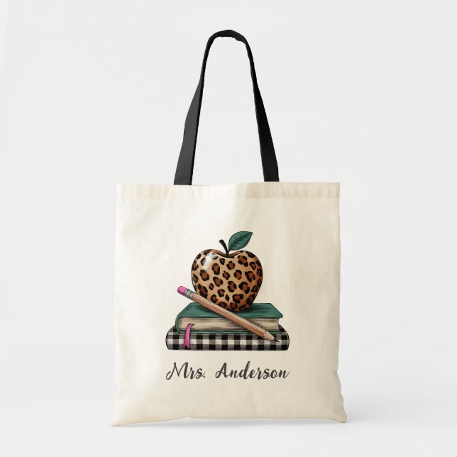 Bolsa Tote Nome Personalizado Lápis de Apple Book para Profes (Frente)