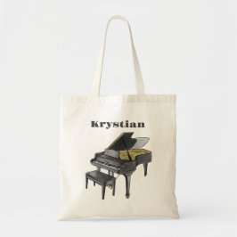Bolsa Tote Nome Personalizado Lição de Piano de Cauda Elegant