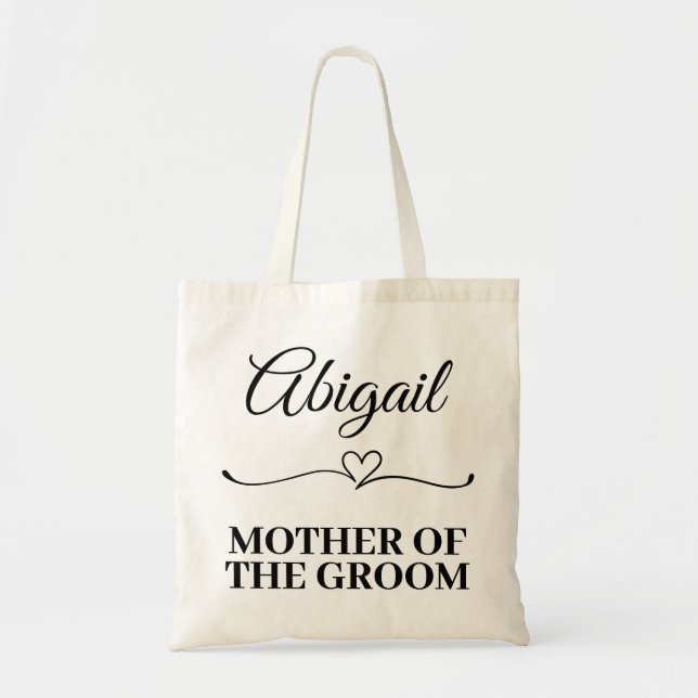 Bolsa Tote Nome Personalizado Mãe do Noivo Equipe de Casament (Frente)
