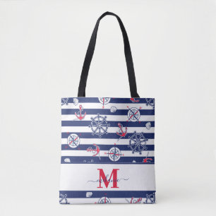Bolsa Tote Nome Personalizado Marinho Branco e Azul do marinh