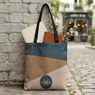 Bolsa Tote Nome Personalizado Moderno em Tom Terroso com Bloc