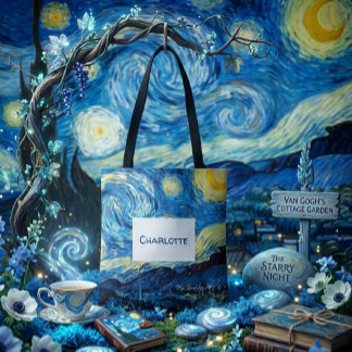 Bolsa Tote Nome Personalizado Noites Estreladas Vintage Van G