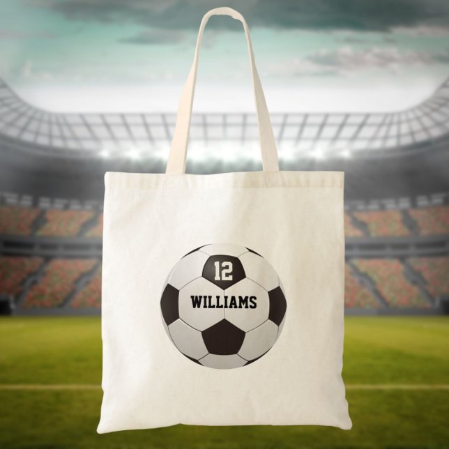Bolsa Tote Nome Personalizado Número de bola de futebol (Criador carregado)