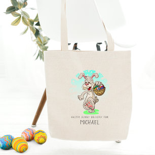 Bolsa Tote Nome personalizado ovos da páscoa do coelho de