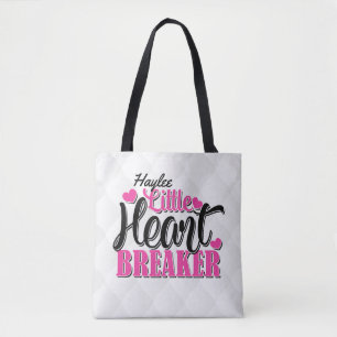 Bolsa Tote Nome Personalizado Pequeno Coração Rosa