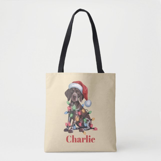 Bolsa Tote Nome Personalizado Pointer de Cabelo Curto Alemão  (Frente)