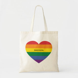 Bolsa Tote Nome personalizado Rainbow Love