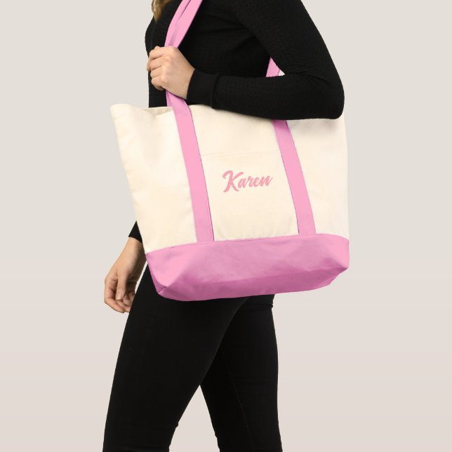 Bolsa Tote Nome Personalizado, Rosa Chic Minimalis (Frente (produto))