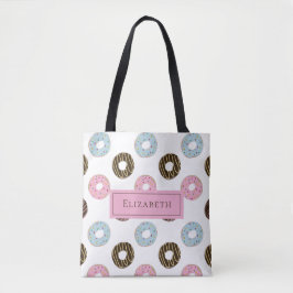 Bolsa Tote Nome Personalizado Rosquinha Cute Texto do Dente D