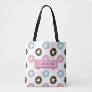 Bolsa Tote Nome Personalizado Rosquinha Cute Texto do Dente D