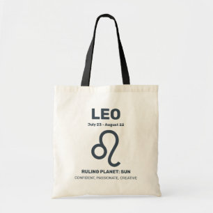 Bolsa Tote Nome Personalizado / Sinal de Zodíaco de Texto Leo