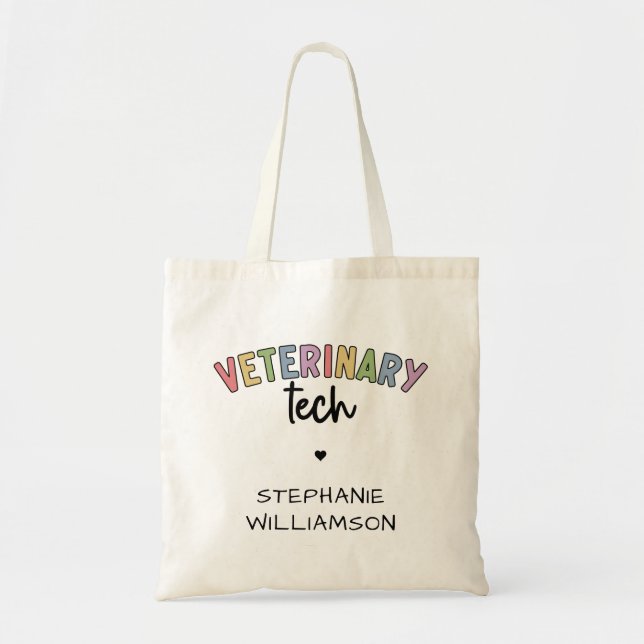 Bolsa Tote Nome Personalizado técnico veterinário | Vet Techn (Frente)