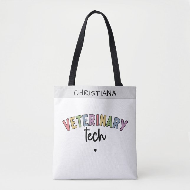 Bolsa Tote Nome Personalizado técnico veterinário | Vet Techn (Frente)