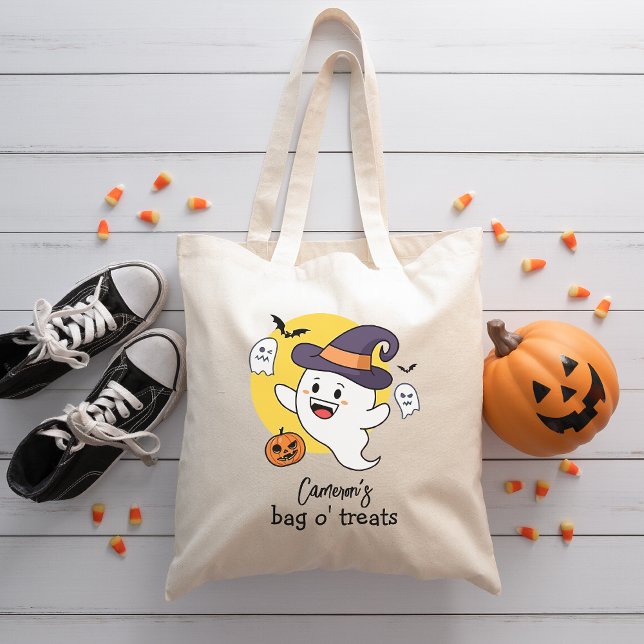 Bolsa Tote Nome personalizado Trick do Halloween ou Treine Gh (Criador carregado)