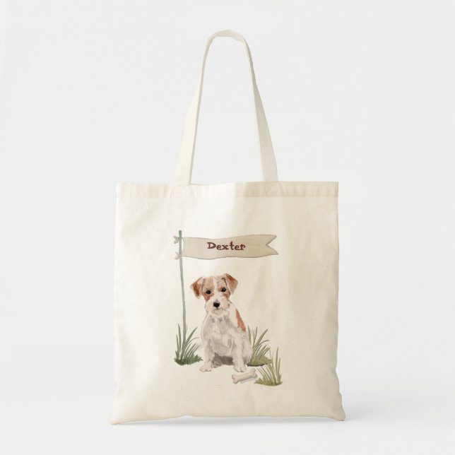 Bolsa Tote Nome personalizado Wire Haired Jack Russell Pet Do (Frente)