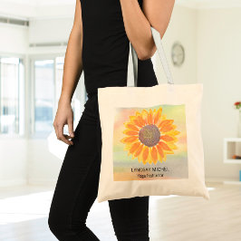 Bolsa Tote Nome personalizado Yoga Instrutor Sunflower