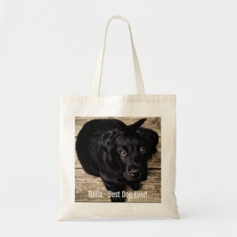 Bolsa Tote Nome preto personalizado da foto do cão do