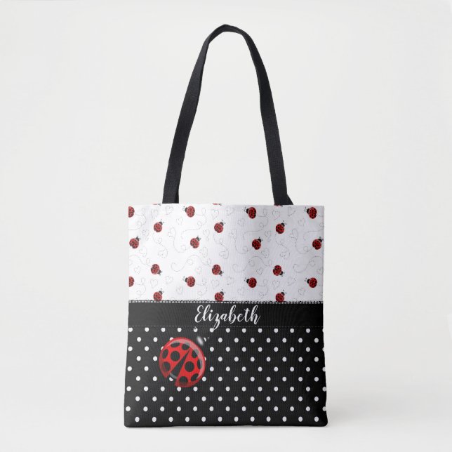 Bolsa Tote Nome preto vermelho dos besouros do inseto das (Frente)
