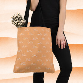 Bolsa Tote Nome repetitivo em branco All-Over Apricot