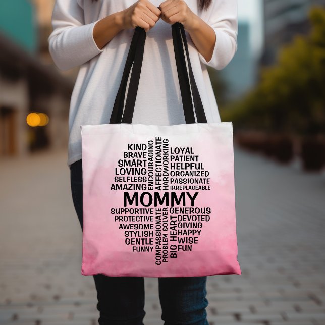 Bolsa Tote Nome Rosa da Nuvem da mamãe Palavra (Criador carregado)
