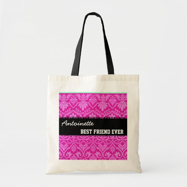 Bolsa Tote Nome sempre feito sob encomenda branco preto (Frente)