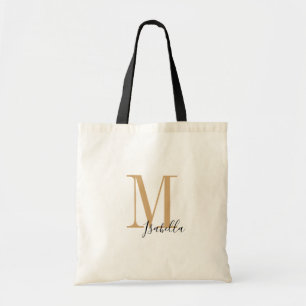 Bolsa Tote Nome simples e monograma elegante personalizado