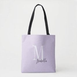 Bolsa Tote Nome simples personalizado e monograma roxo