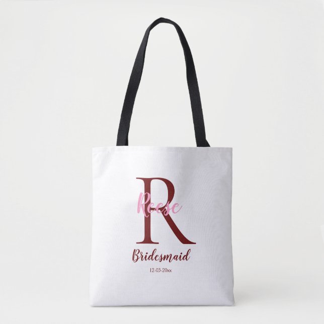 Bolsa Tote nome simples personalizado monograma nome bridesma (Frente)