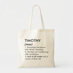 Bolsa Tote Nome Timothy, Nome editável, Nome personalizado