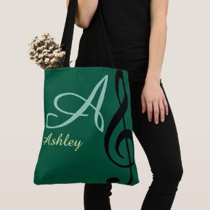 Bolsa Tote Nome, trecho inicial e preto, música verde