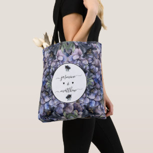 Bolsa Tote Nomes de Casal Clássicos Florais Pretos Mal-Humora