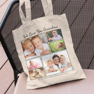 Bolsa Tote Nomes de fotos da vovó personalizados