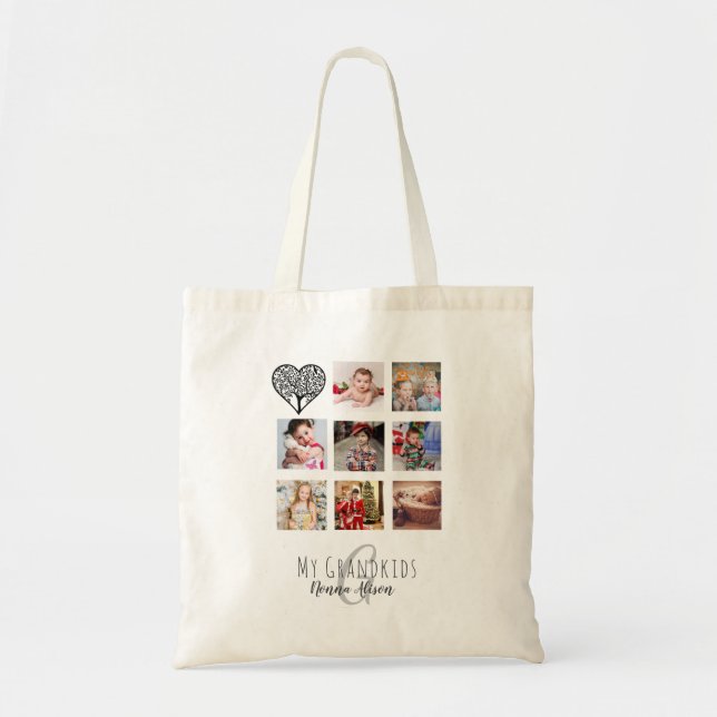 Bolsa Tote NONNA 8 x Colagem de Fotografias Árvore Familiar d (Frente)