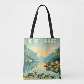 Bolsa Tote Nordic Summer – Vintage Scandinavian Fjord Travel