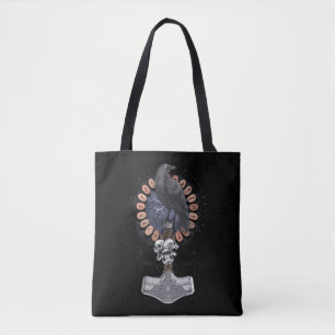 Bolsa Tote Norse Viking Raven Hammer