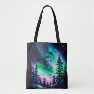 Bolsa Tote Norte Celestial Aurora Borealis Acende Vívido