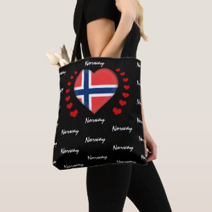 Bolsa Tote Noruega Flag & Heart, Norueguês Flag fashion/spor
