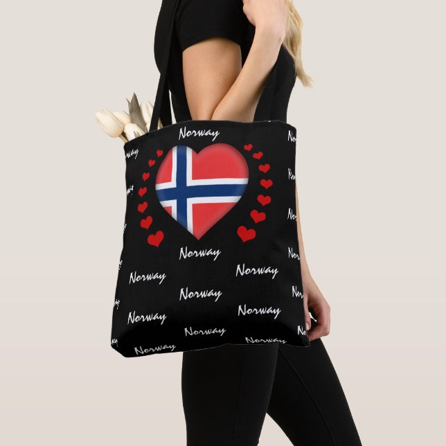 Bolsa Tote Noruega Flag & Heart, Norueguês Flag fashion/sport (Close Up)