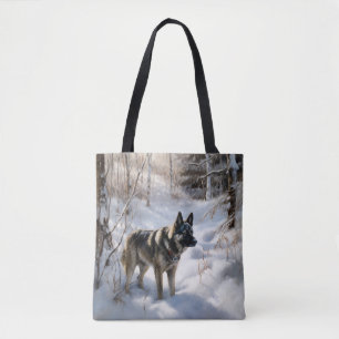 Bolsa Tote Norueguês Elkhound Deixe Neve Natal