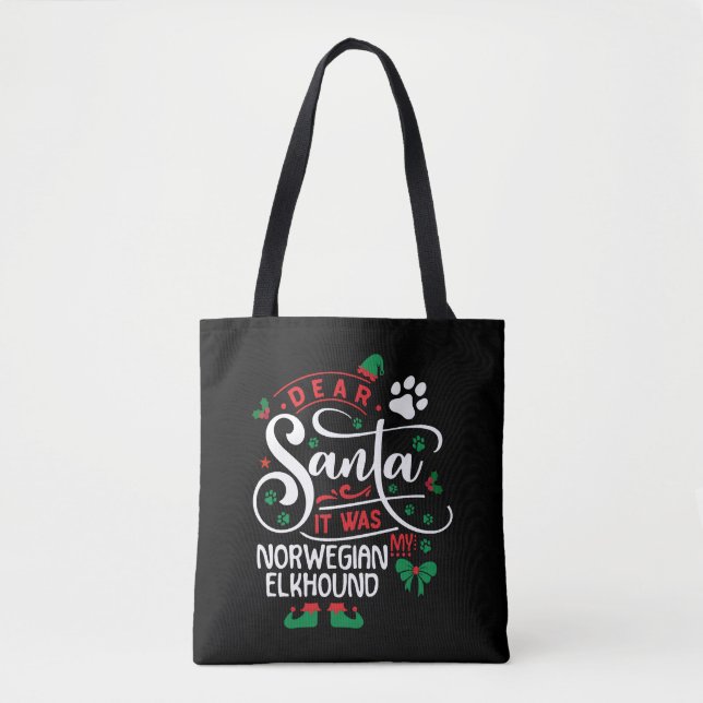 Bolsa Tote Norueguês Elkhound Dog Christmas Dog (Frente)